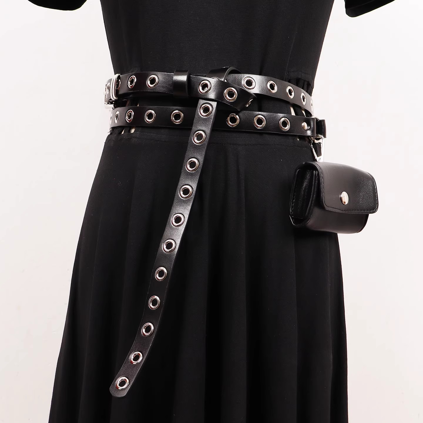 Belt Bag Leather Wide - Faja de bolso negro de cuero