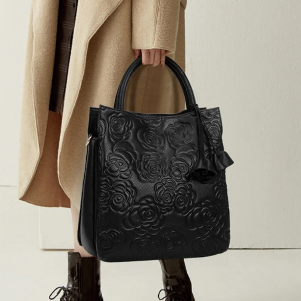 Luxury Bags Vegan Leather - Bolso de mano floral de gran