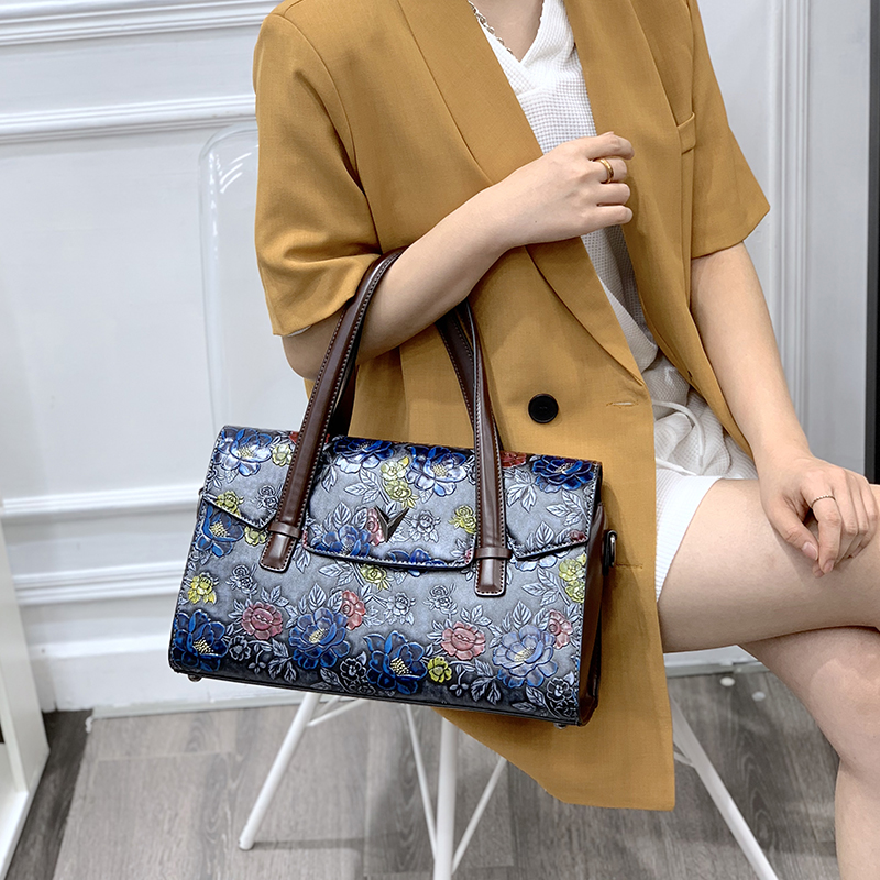 Luxury Bags Vegan Leather - Bolsos de Mano Florales en Relieve