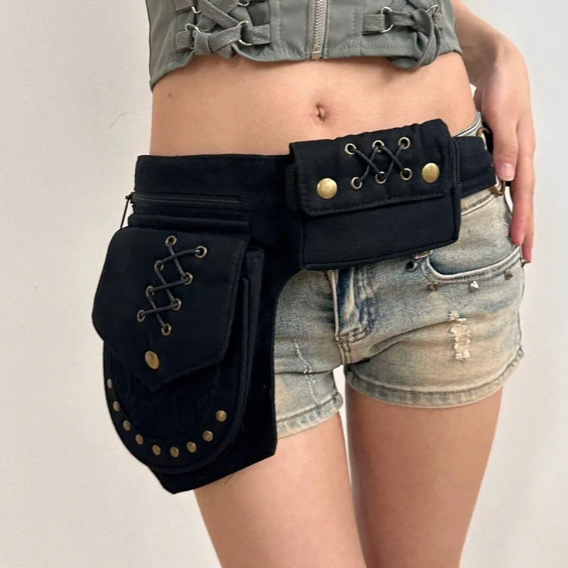 Belt Bag Leather Wide - Bolso de Cintura Ancho Vintage con